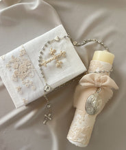 Cargar imagen en el visor de la galería, Kit Primera Comunión Colección Bordado Tul Medalla Virgen de Guadalupe OVALADA 5 cms