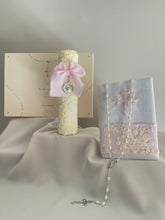 Cargar imagen en el visor de la galería, Kit Primera Comunión Colección Bordado Tul Medalla Virgen de Guadalupe con Perlas