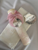 Kit Bautizo Colección PEONY Bordado Tul Español con Medalla Virgen Guadalupe 5cms Redonda