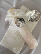 Kit Bautizo Colección PEONY Bordado Tul Español con Medalla Virgen Guadalupe 5cms Redonda