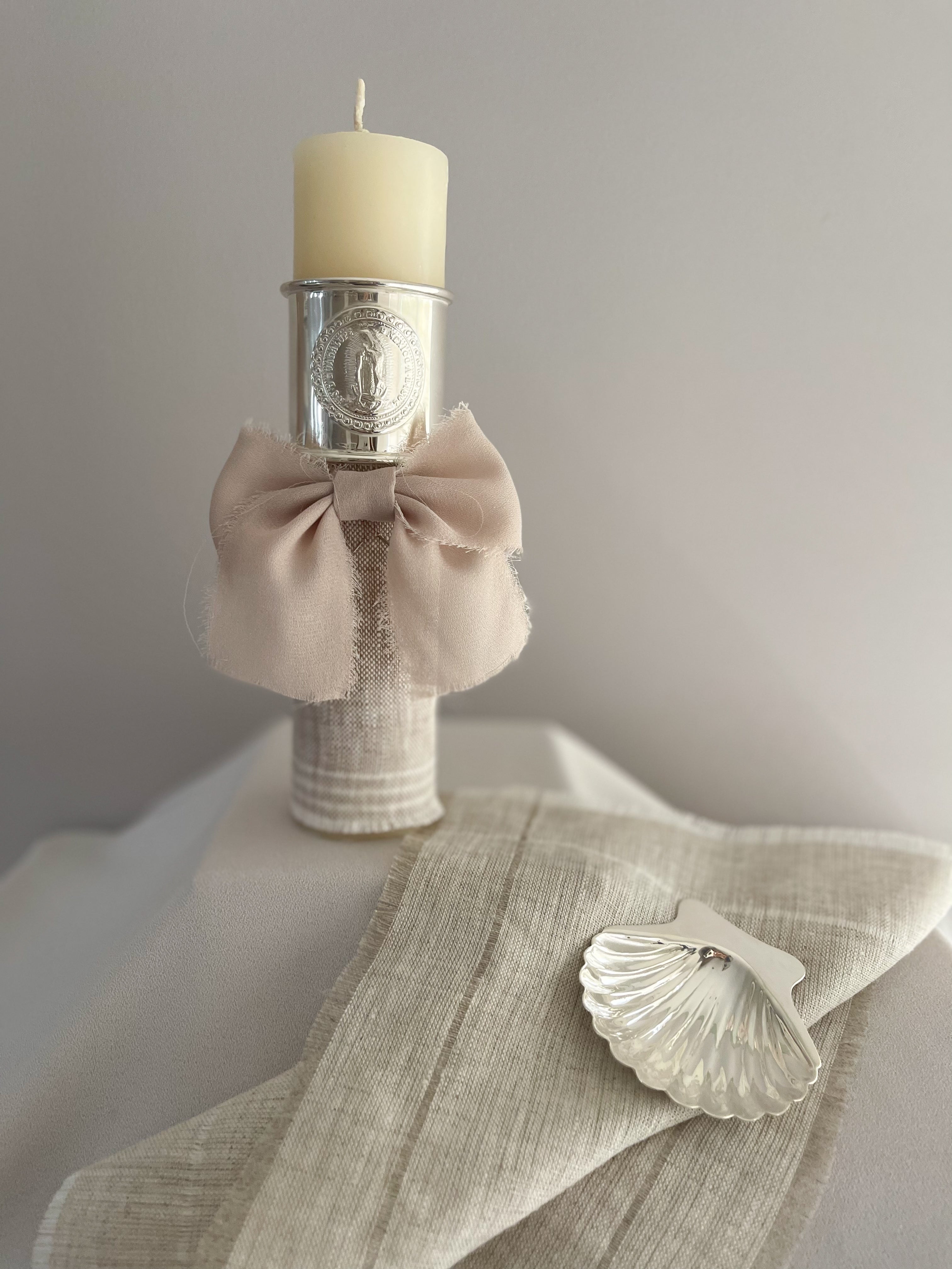 Kit Bautizo con ARO Imagen Virgen de Guadalupe y Moño Gasa