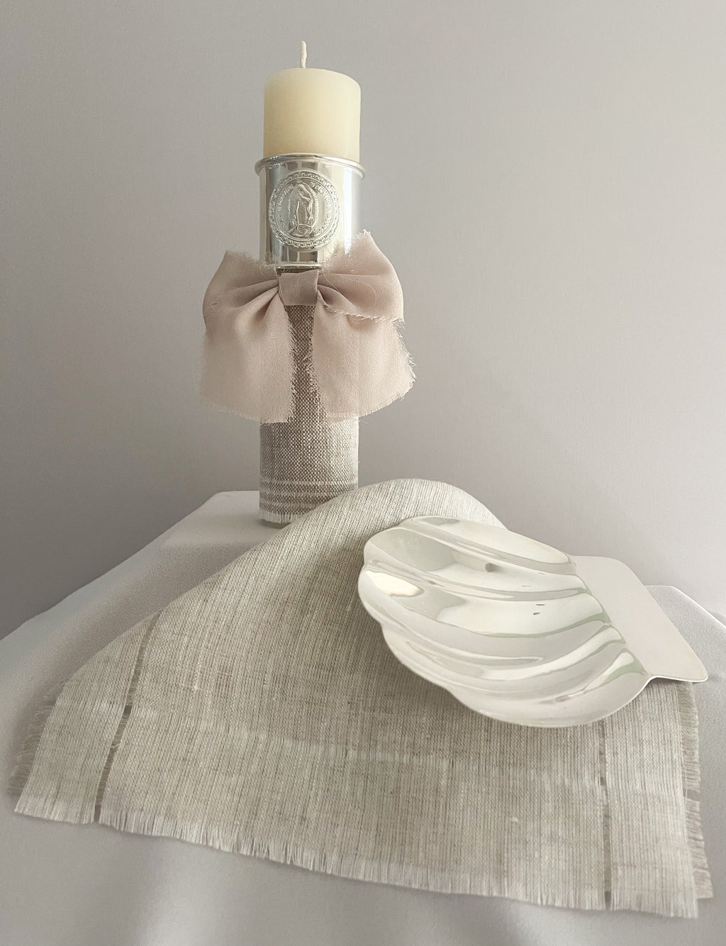 Kit Bautizo con ARO Imagen Virgen de Guadalupe y Moño Gasa