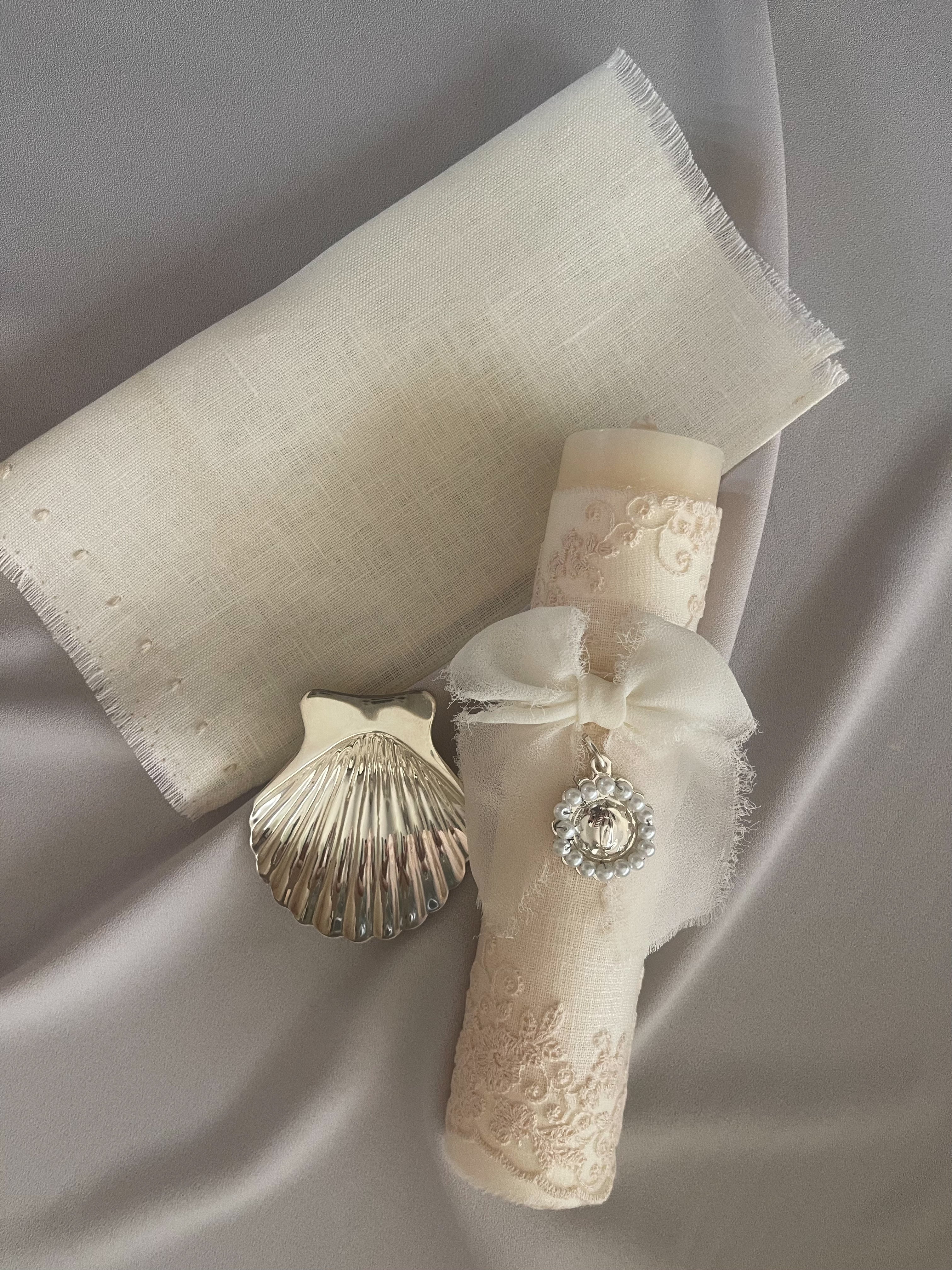 Kit Bautizo Colección Bordado Tul Virgen Guadalupe Perlas