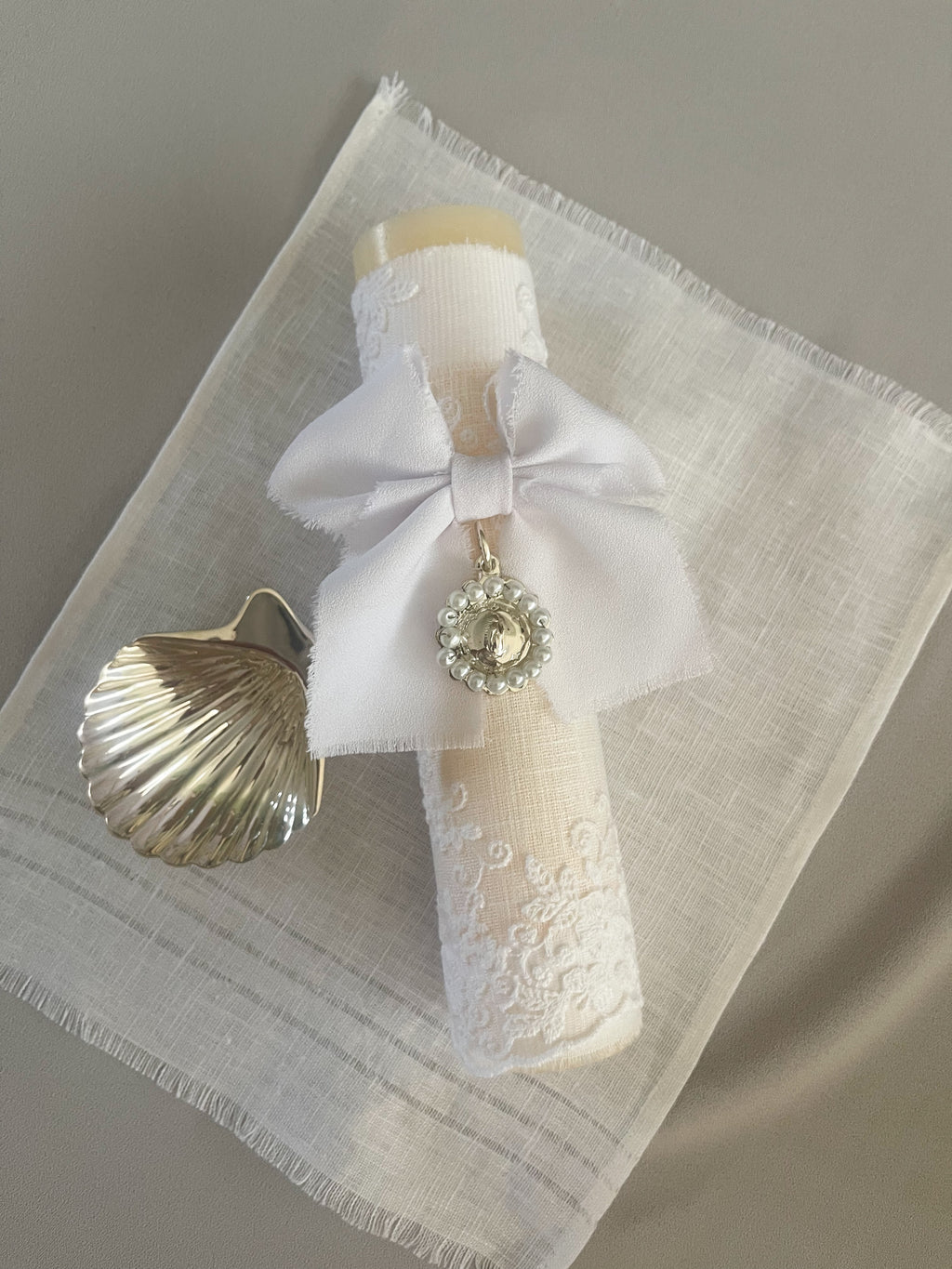 Kit Bautizo Colección Bordado Tul Virgen Guadalupe Perlas