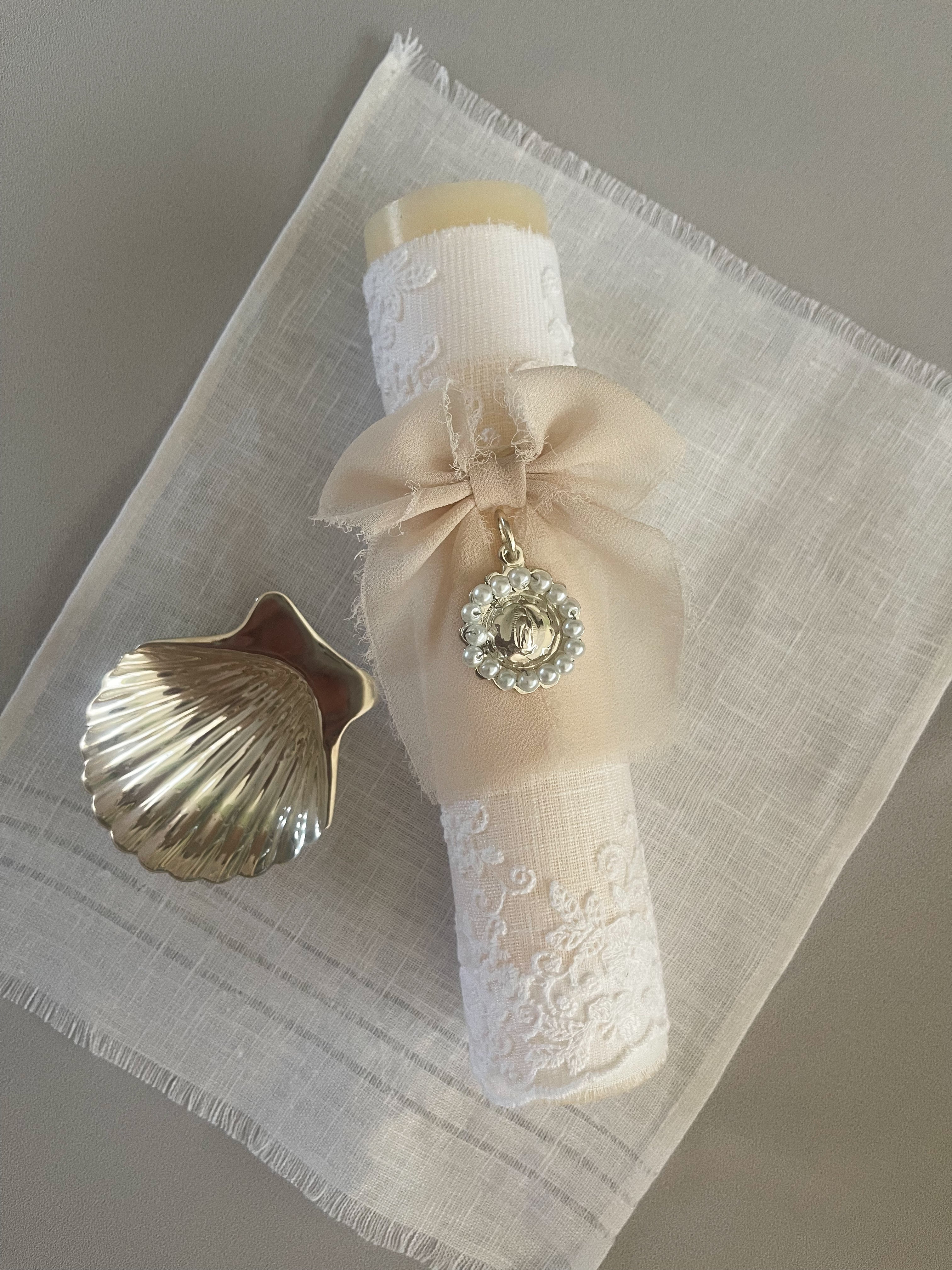 Kit Bautizo Colección Bordado Tul Virgen Guadalupe Perlas