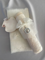 Kit Bautizo Colección Bordado Tul Virgen Guadalupe Perlas