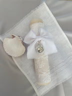 Kit Bautizo Colección Bordado Tul Virgen Guadalupe Perlas
