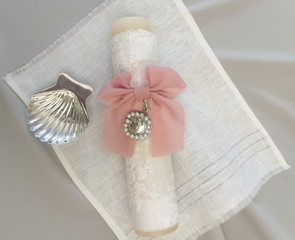 Kit Bautizo Colección Bordado Tul Virgen Guadalupe Perlas