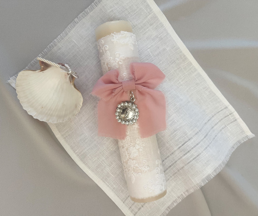 Kit Bautizo Colección Bordado Tul Virgen Guadalupe Perlas