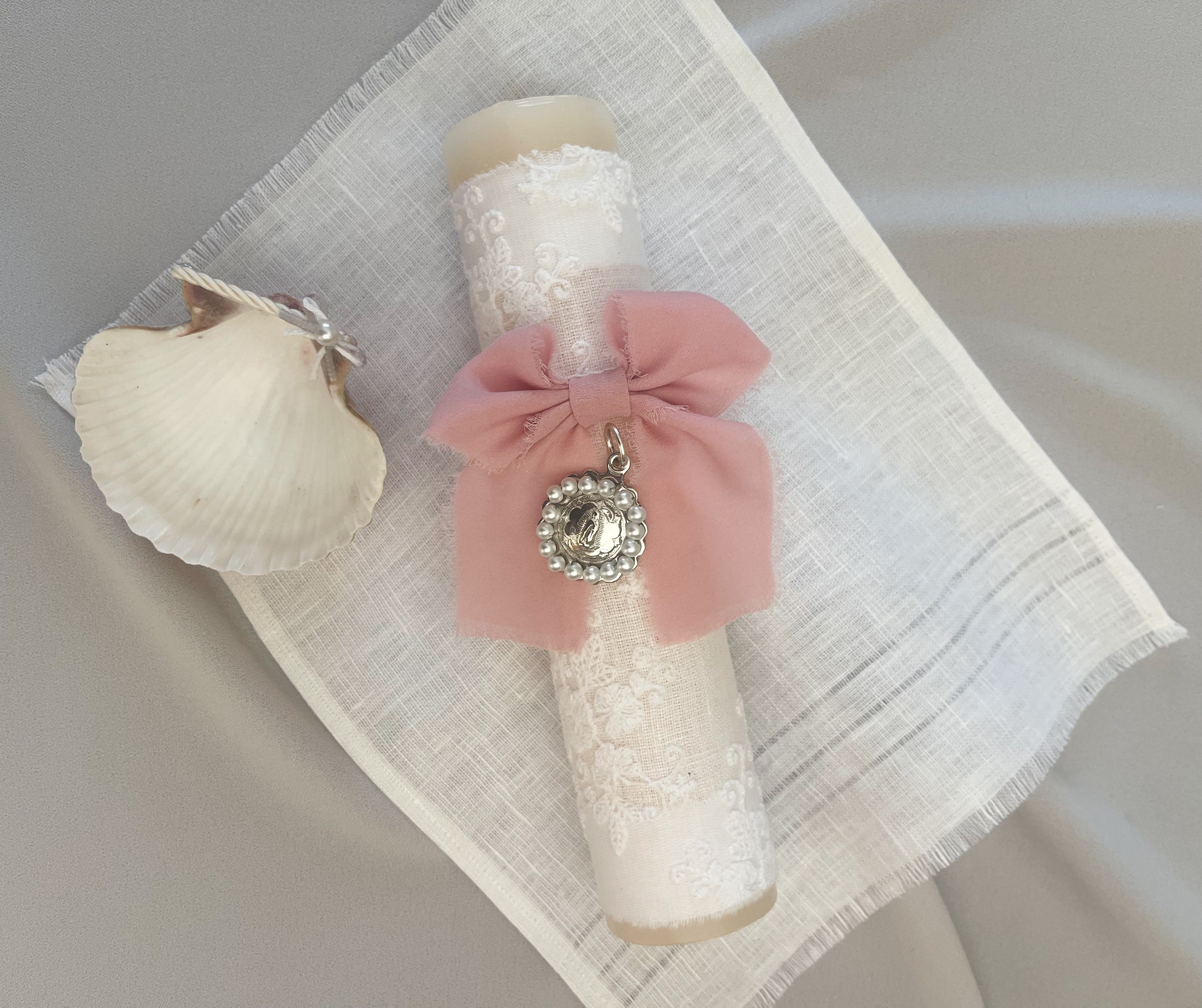 Kit Bautizo Colección Bordado Tul Virgen Guadalupe Perlas