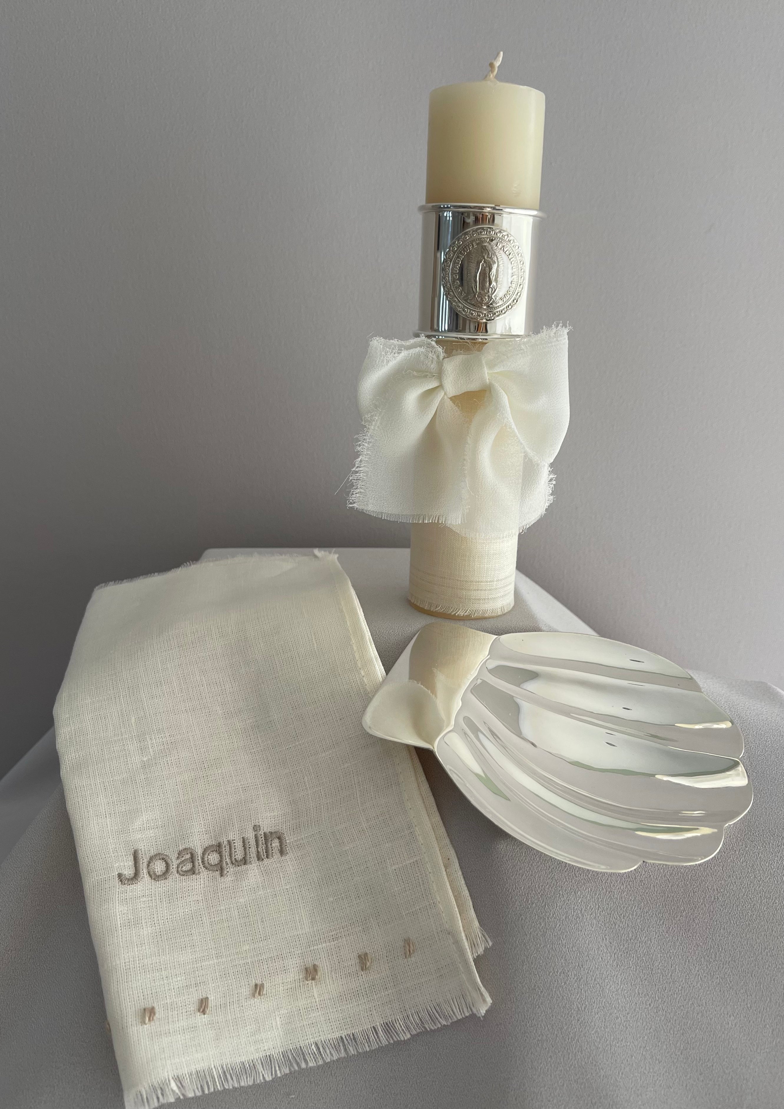 Kit Bautizo con ARO Imagen Virgen de Guadalupe y Moño Gasa