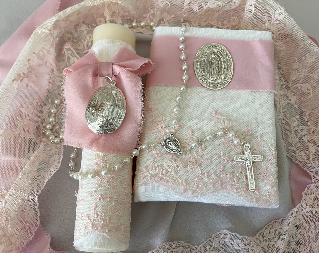 Kit Primera Comunión Colección PEONY con Medalla Virgen de Guadalupe
