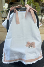 Cubre Porta Bebé ELEGANCE de Piqué  y Tira Bordada Española