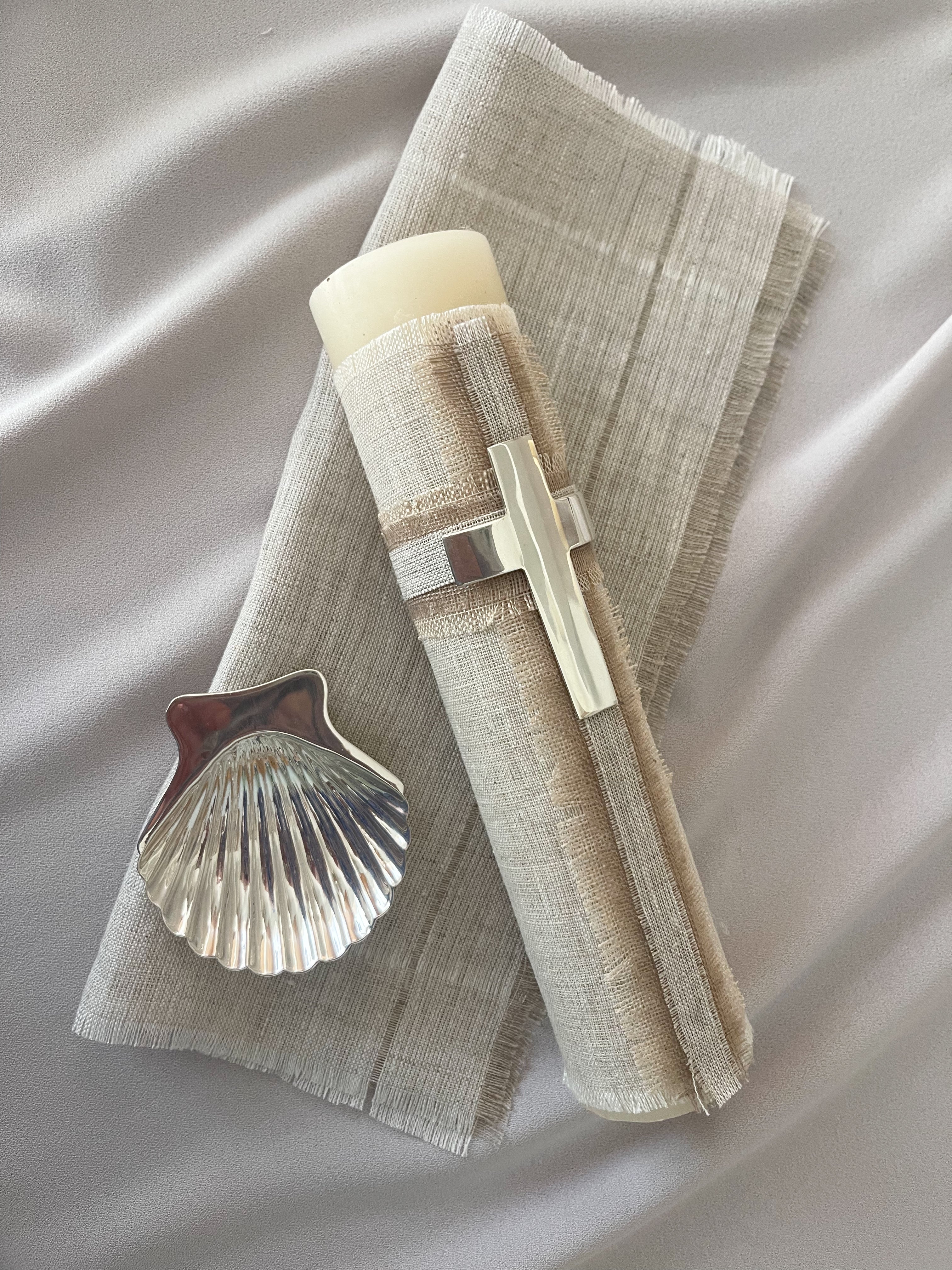 Kit Bautizo Lino LUX Cruz Baño de Plata
