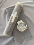 Kit Bautizo Lino LUX Cruz Baño de Plata