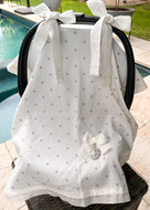 Cubre Porta Bebé Colección Estrellitas Piqué y Tira Bordada Española