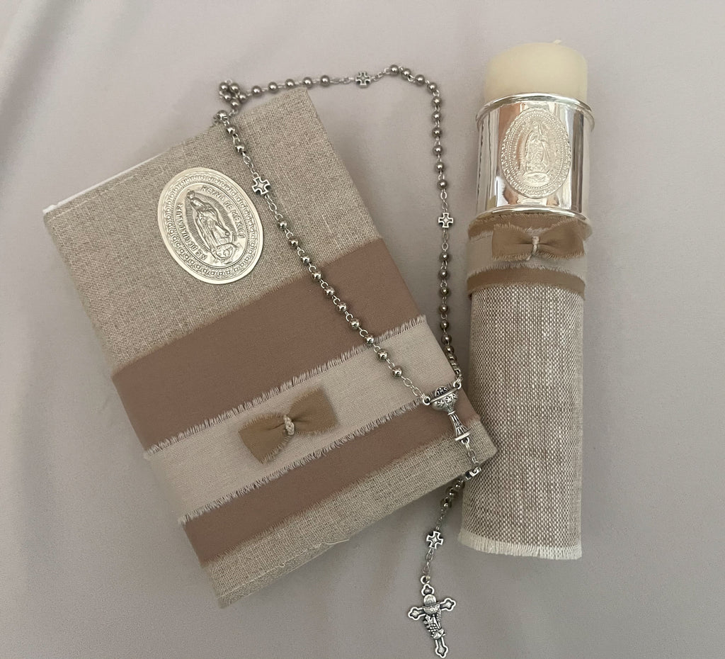 Kit Primera Comunión Colección Elegance con Aro e Imagen Virgen de Guadalupe Oval