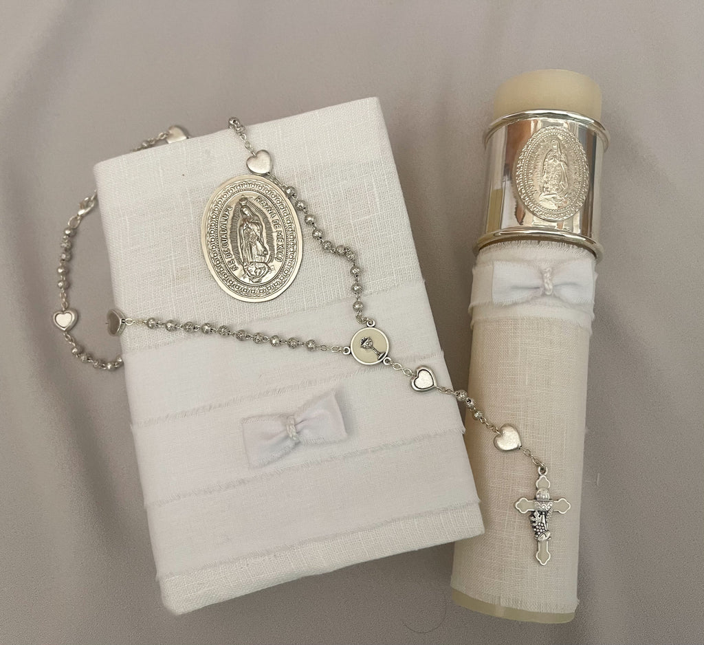 Kit Primera Comunión Colección Elegance con Aro e Imagen Virgen de Guadalupe Oval