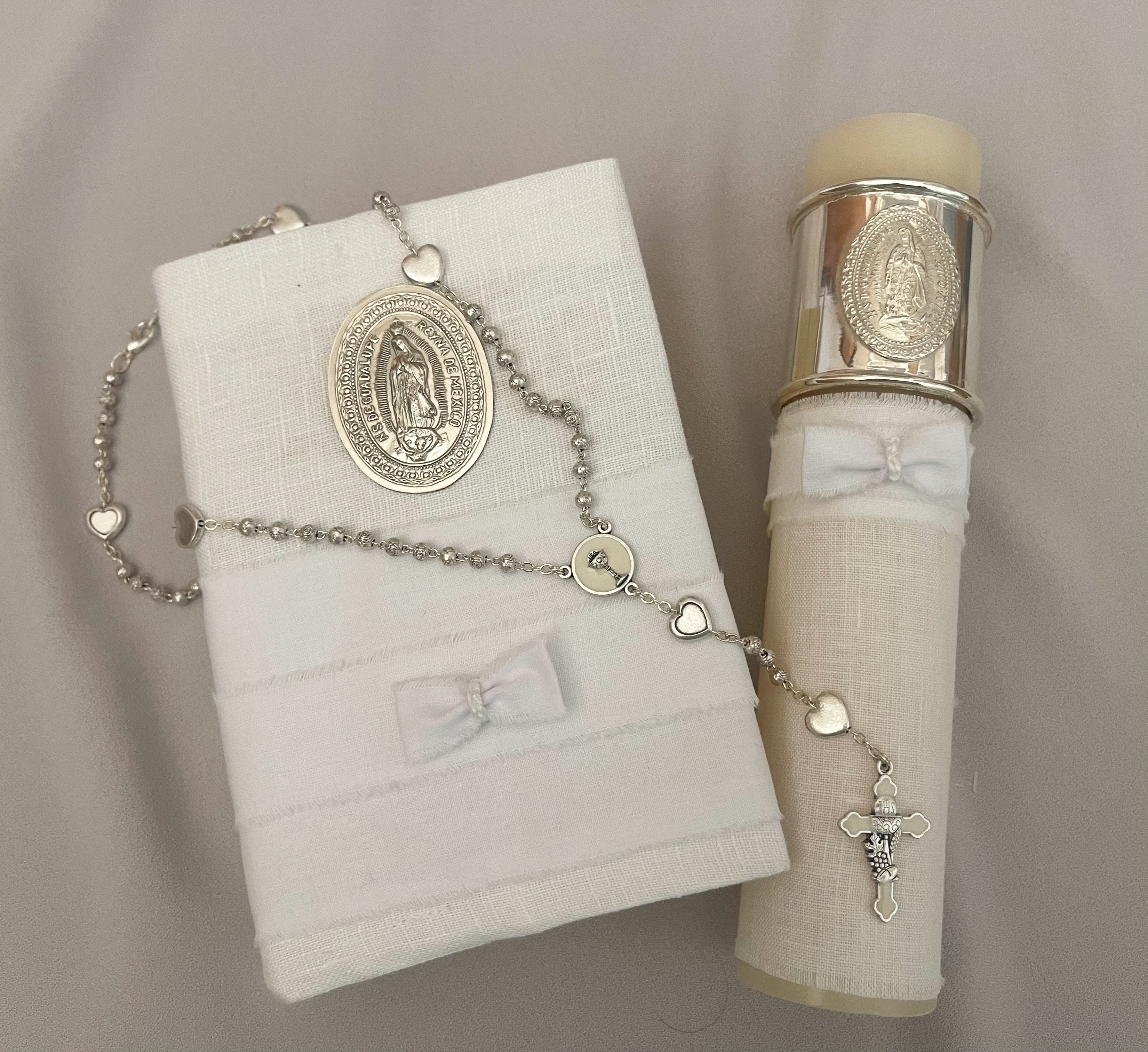 Kit Primera Comunión Colección Elegance con Aro e Imagen Virgen de Guadalupe Oval
