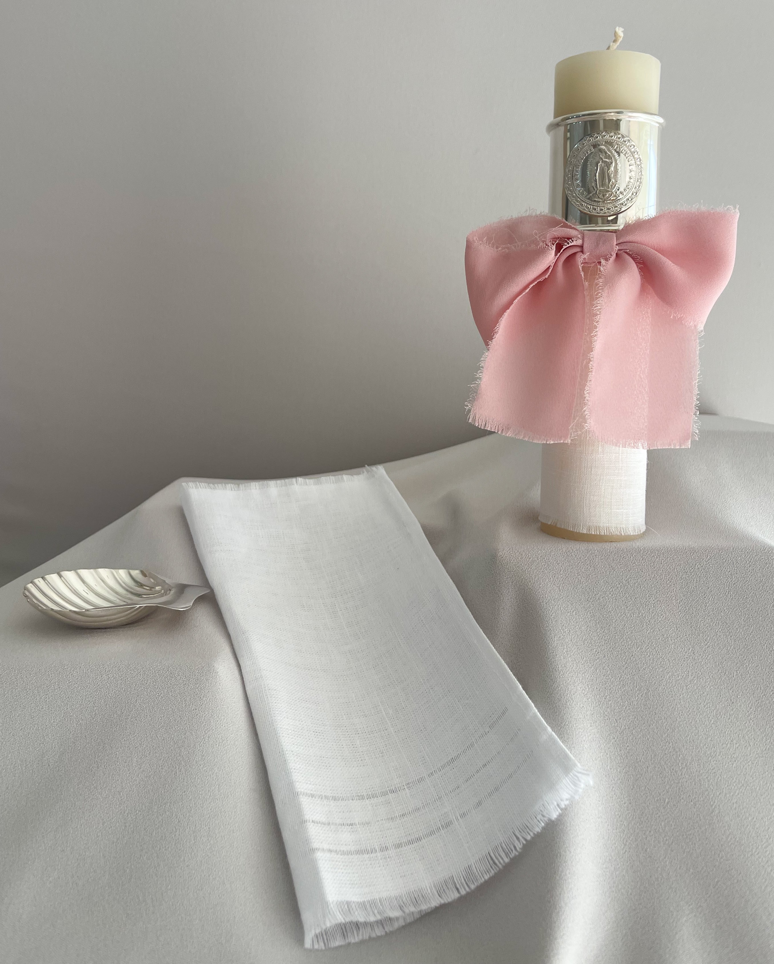 Kit Bautizo con ARO Imagen Virgen de Guadalupe y Moño Gasa
