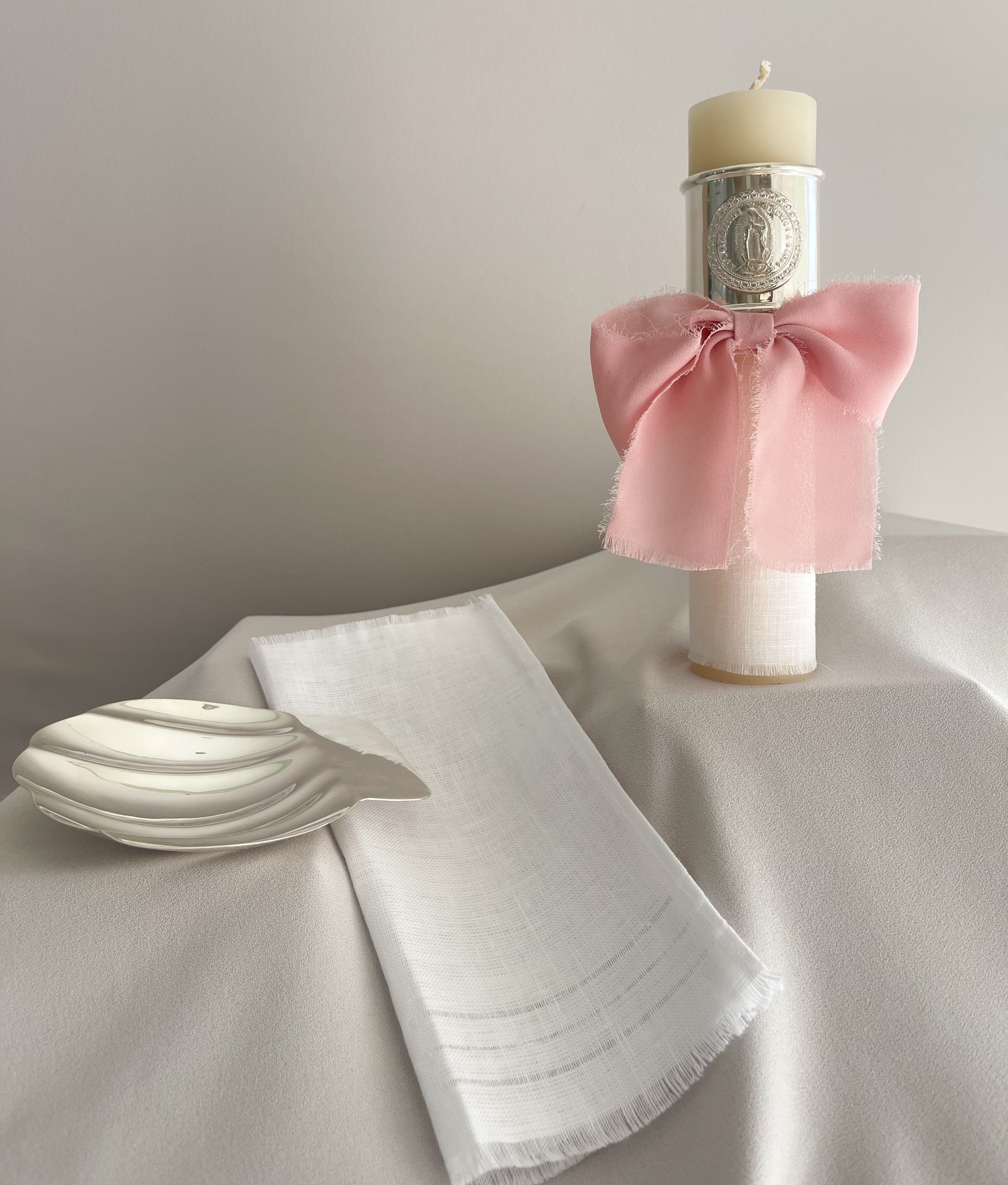 Kit Bautizo con ARO Imagen Virgen de Guadalupe y Moño Gasa
