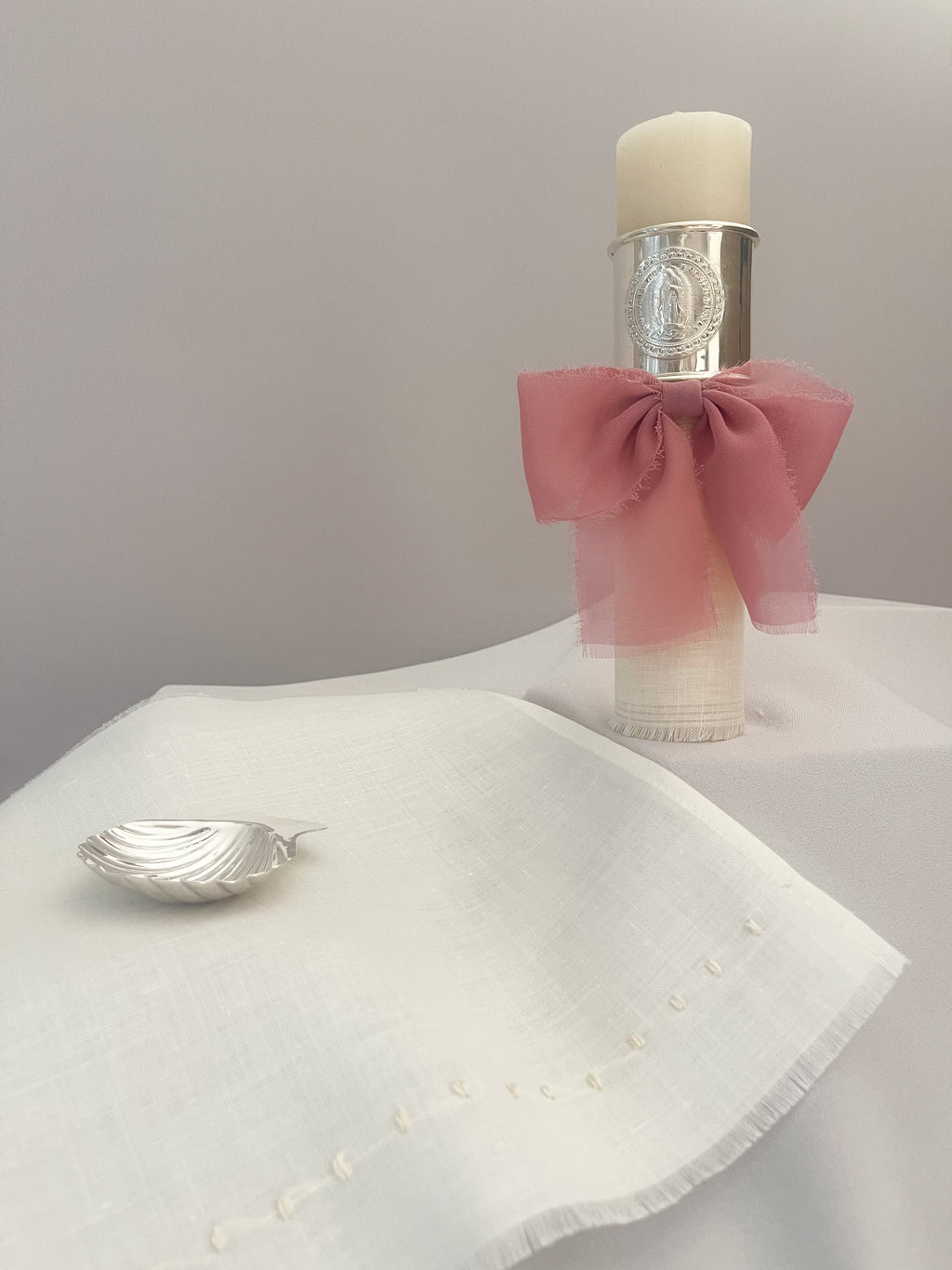 Kit Bautizo con ARO Imagen Virgen de Guadalupe y Moño Gasa