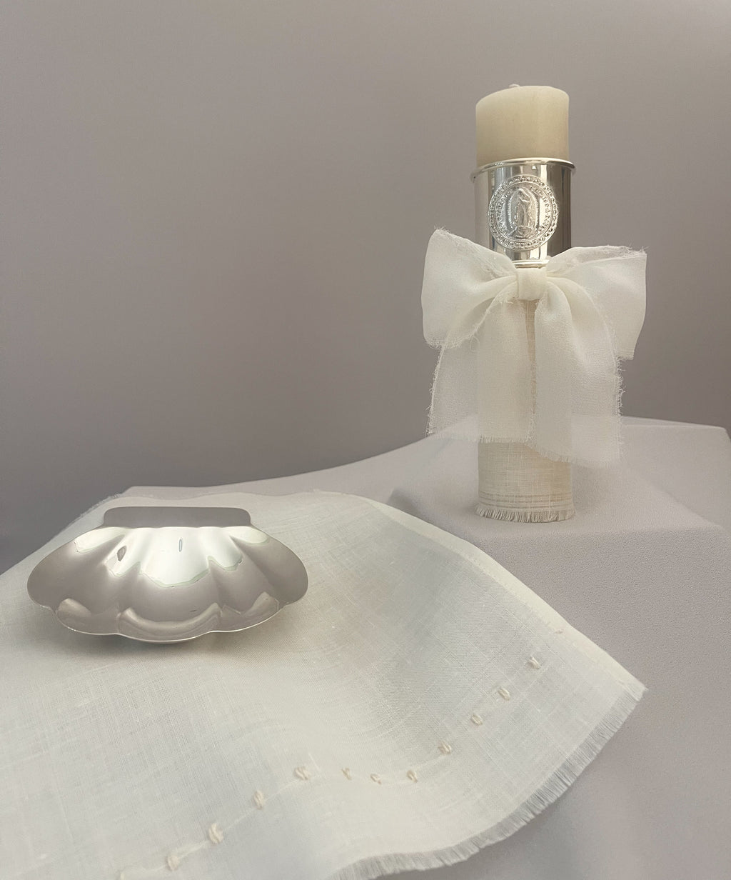 Kit Bautizo con ARO Imagen Virgen de Guadalupe y Moño Gasa