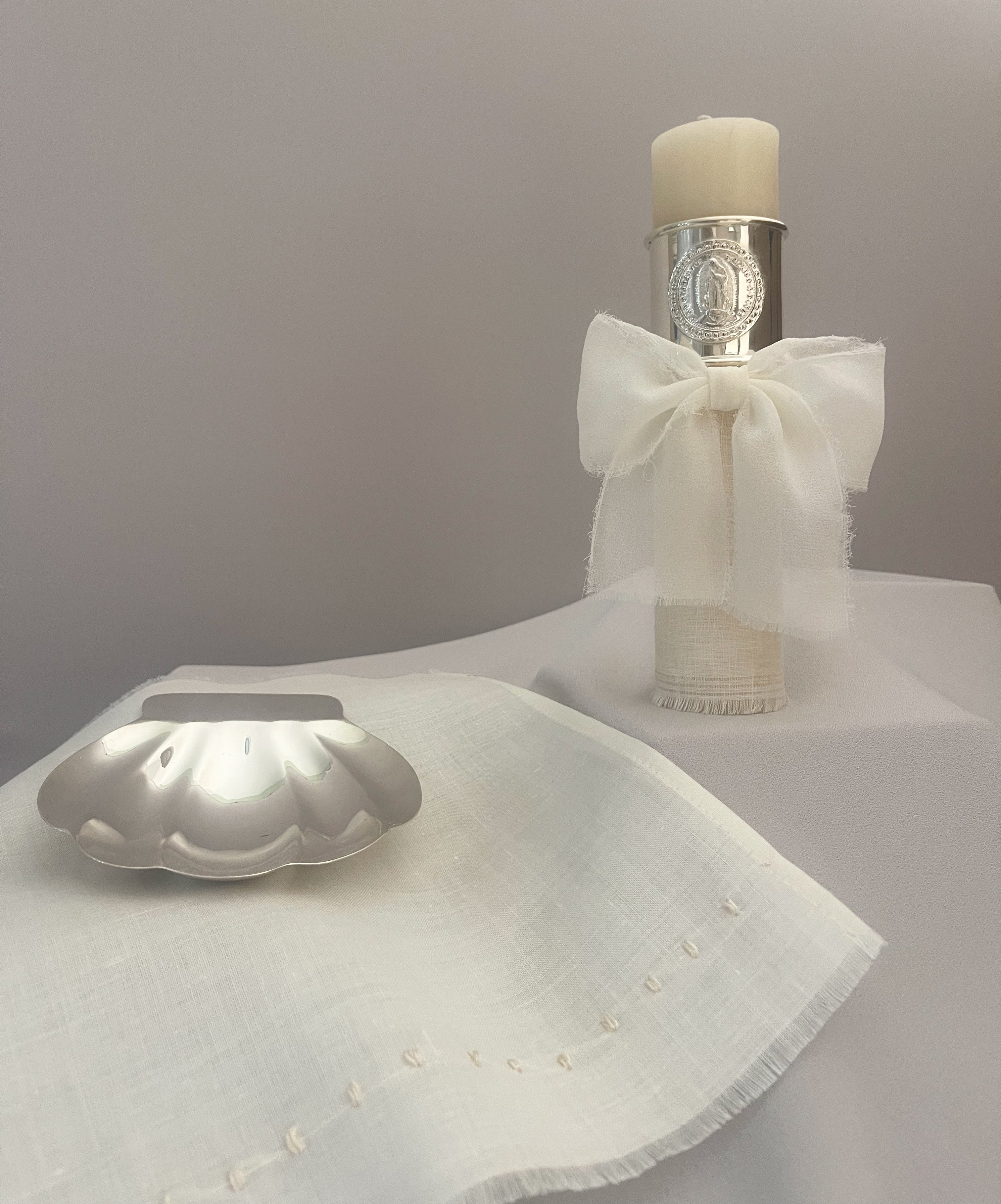 Kit Bautizo con ARO Imagen Virgen de Guadalupe y Moño Gasa