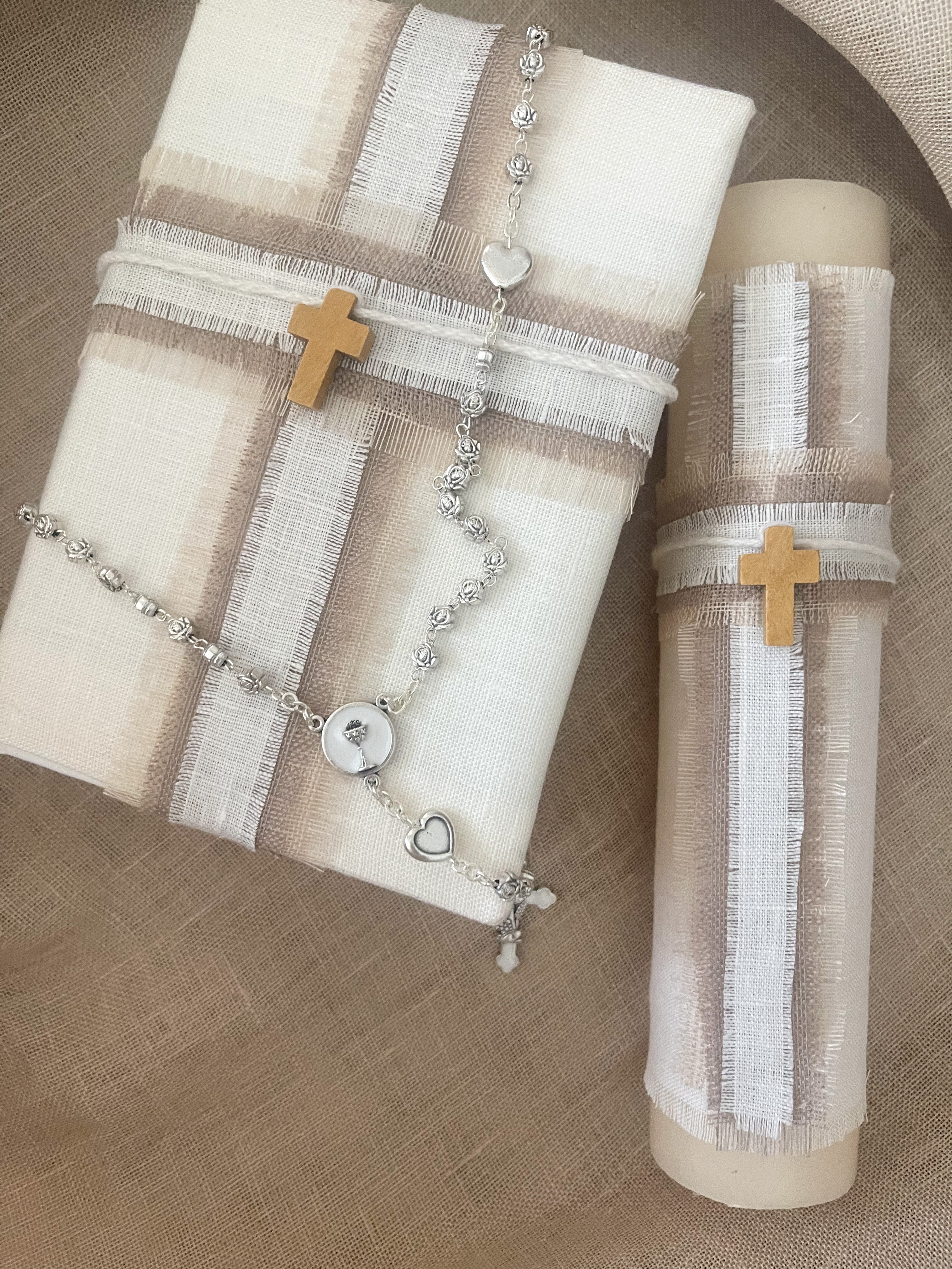 Kit Primera Comunión Lino LUX cruz de madera