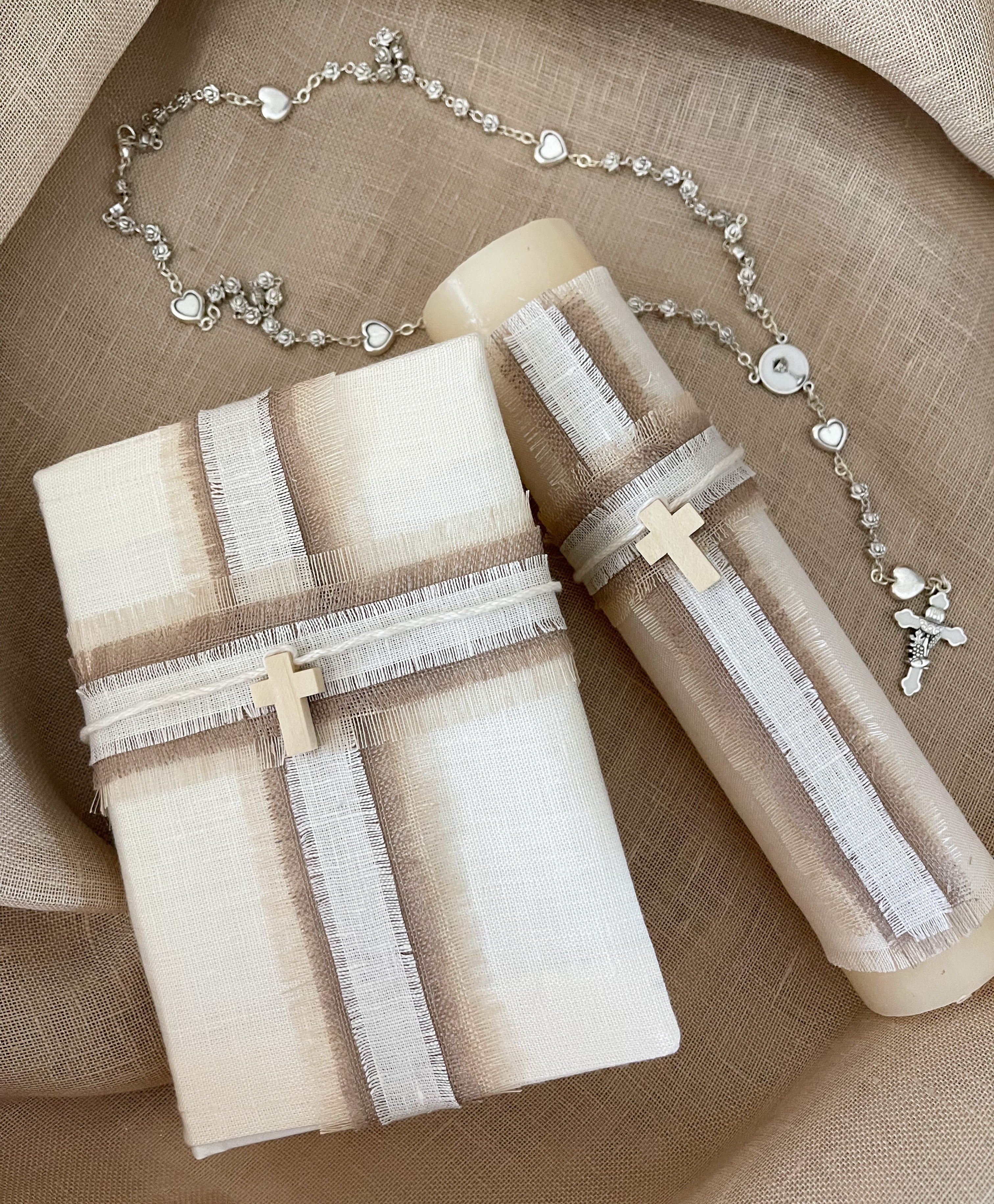 Kit Primera Comunión Lino LUX cruz de madera