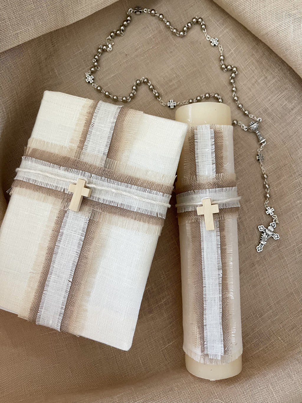 Kit Primera Comunión Lino LUX cruz de madera