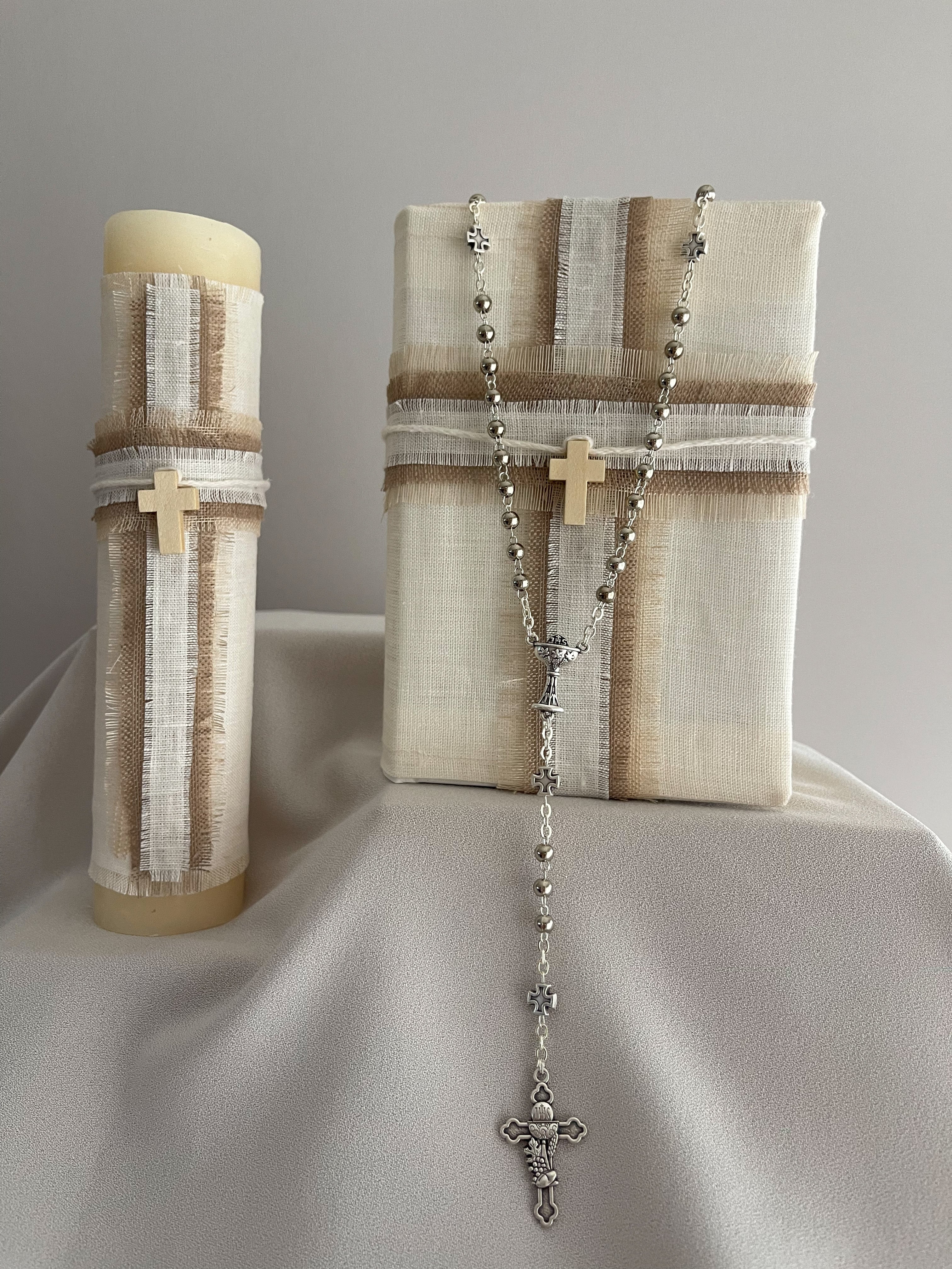 Kit Primera Comunión Lino LUX cruz de madera