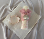 Kit Bautizo Colección PEONY Bordado Tul Español con Medalla Virgen Guadalupe 5cms Redonda