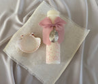 Kit Bautizo Colección PEONY Bordado Tul Español con Medalla Virgen Guadalupe 5cms Ovalada