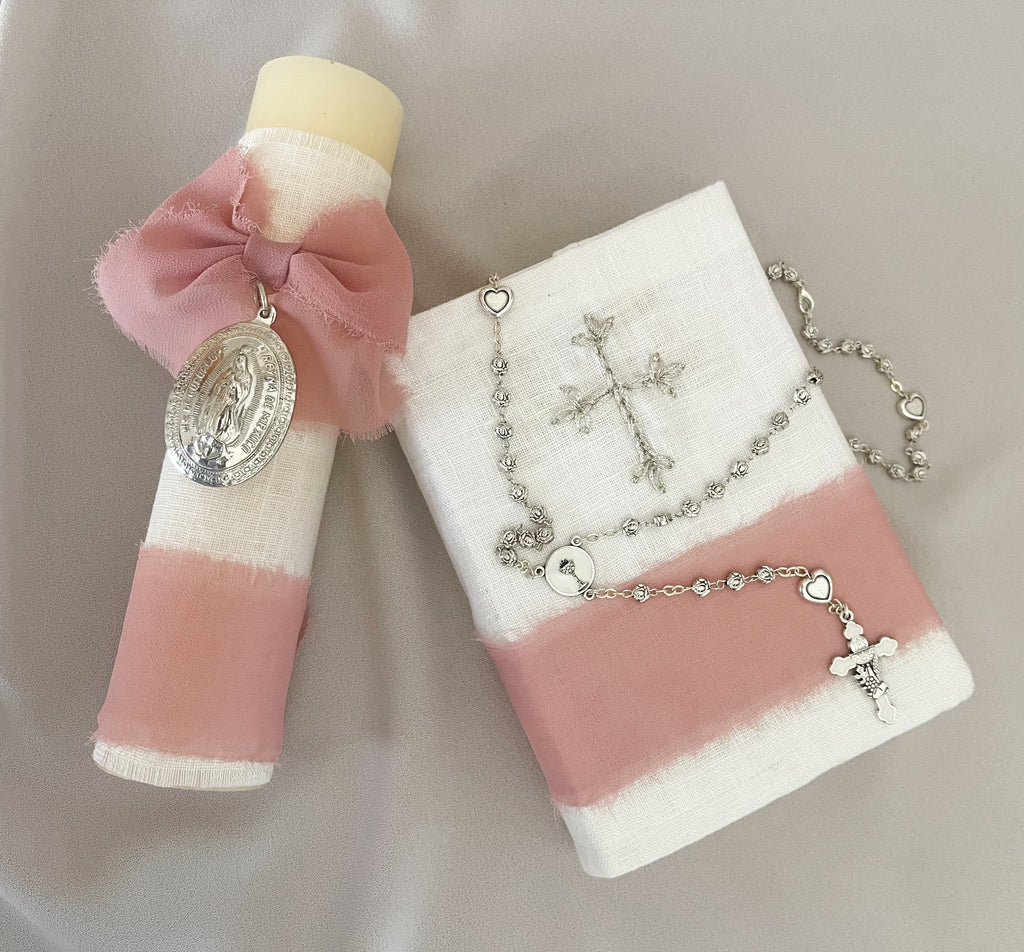 Kit  Primera Comunión Clásico Medalla Virgen Guadalupe Oval