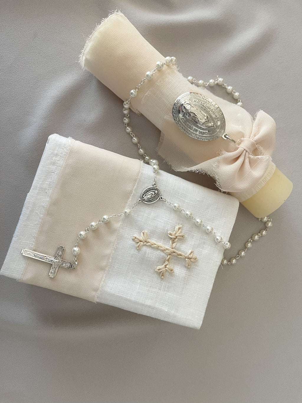 Kit  Primera Comunión Clásico Medalla Virgen Guadalupe Oval