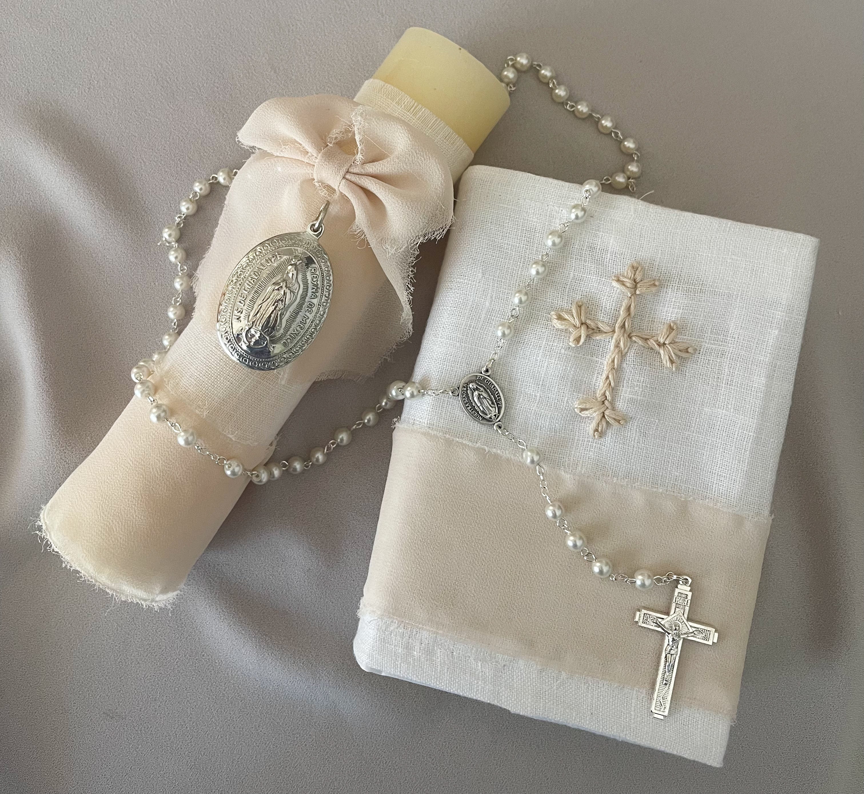 Kit  Primera Comunión Clásico Medalla Virgen Guadalupe Oval