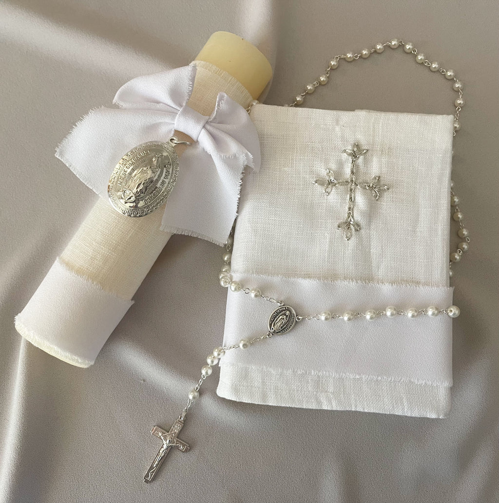 Kit  Primera Comunión Clásico Medalla Virgen Guadalupe Oval