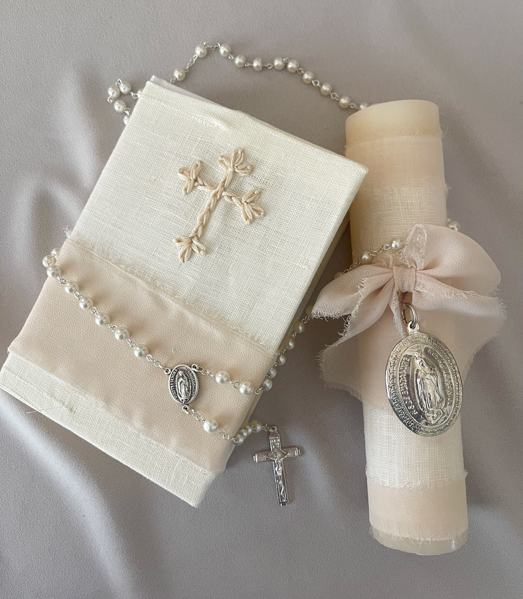 Kit  Primera Comunión Clásico Medalla Virgen Guadalupe Oval