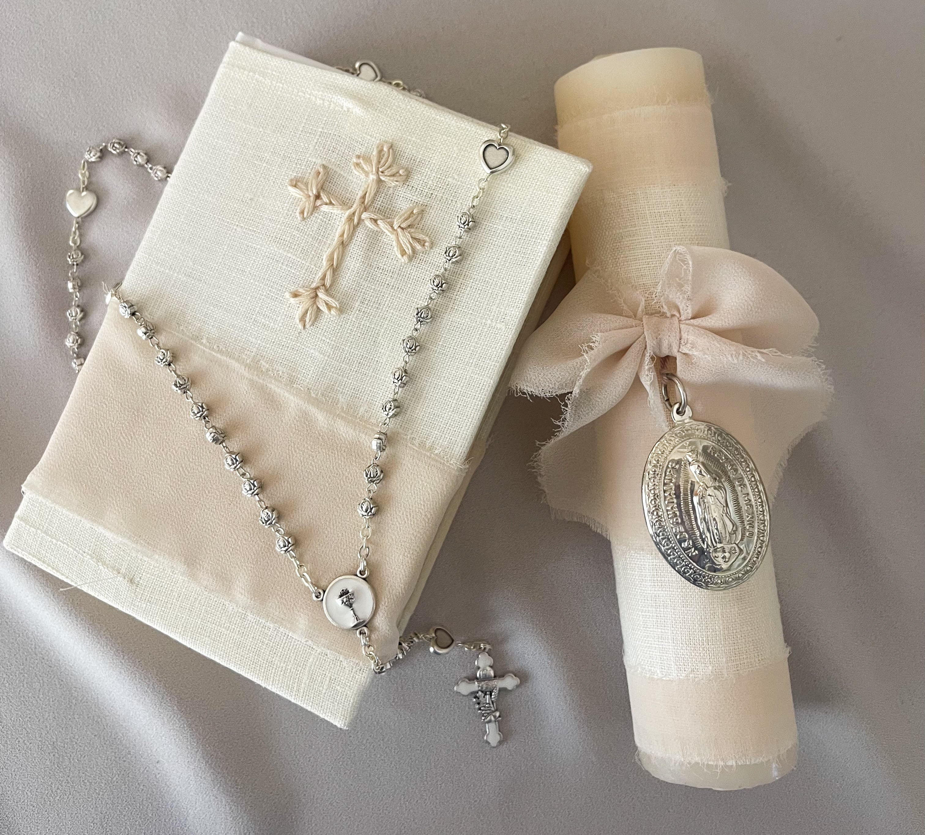 Kit  Primera Comunión Clásico Medalla Virgen Guadalupe Oval