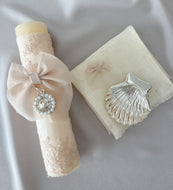 Kit Bautizo Colección Bordado Tul Virgen Guadalupe Perlas