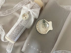 Kit Bautizo Colección Puntilla Española Medalla  Virgen Guadalupe Perlas
