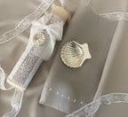 Kit Bautizo Colección Puntilla Española Medalla  Virgen Guadalupe Perlas