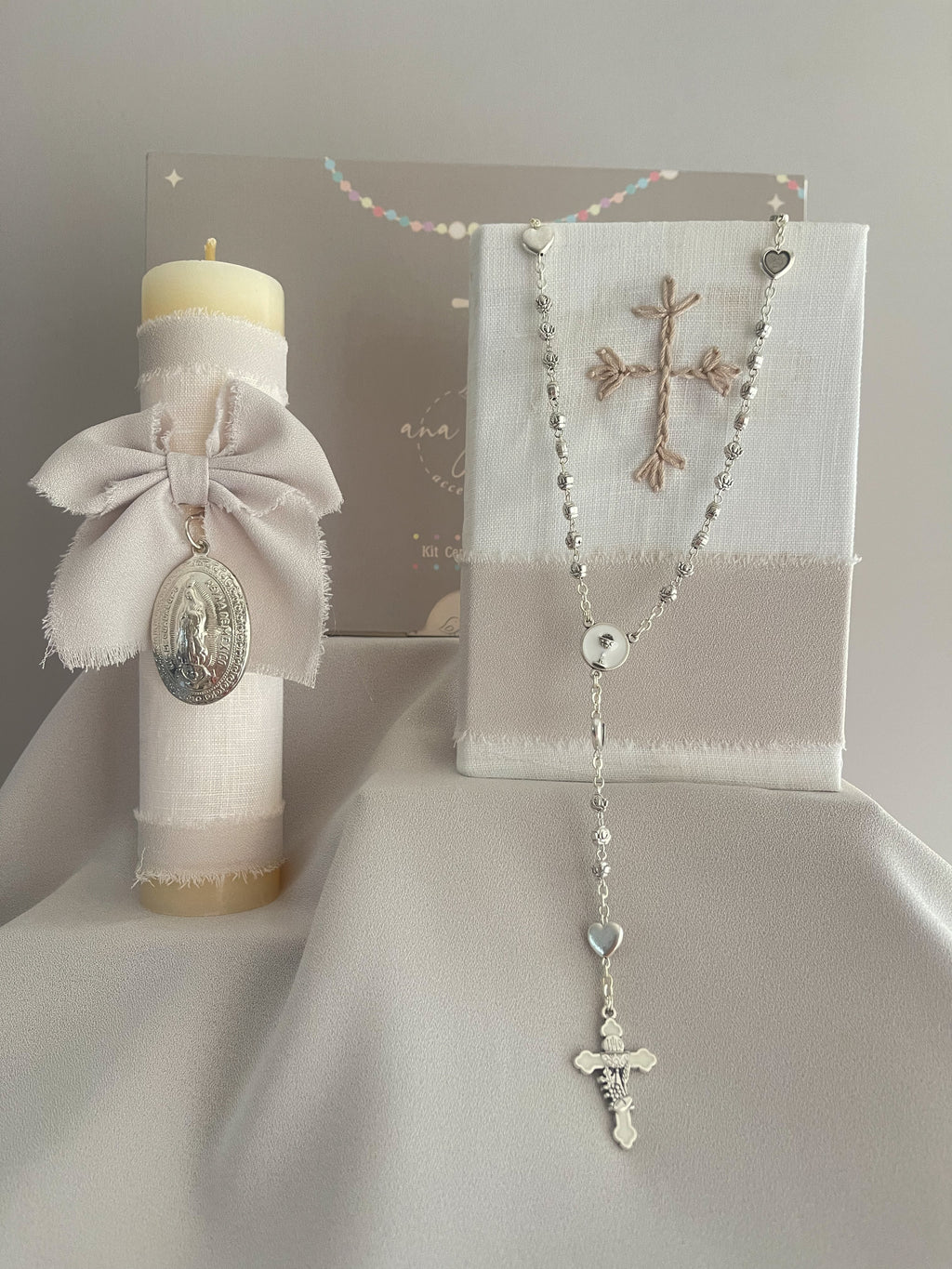 Kit  Primera Comunión Clásico Medalla Virgen Guadalupe Oval