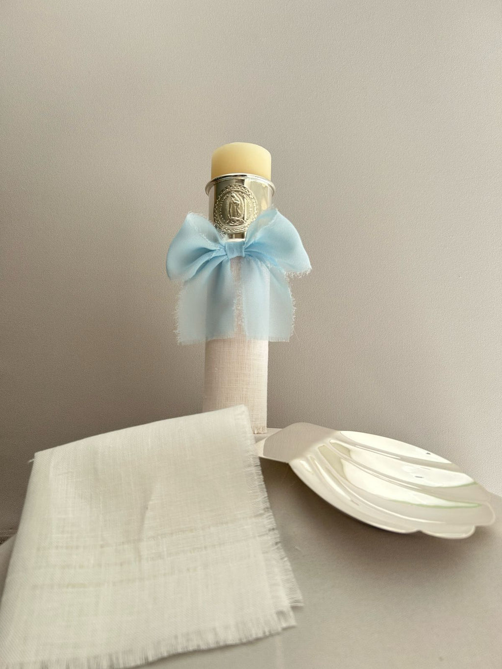 Kit Bautizo con ARO Imagen Virgen de Guadalupe y Moño Gasa